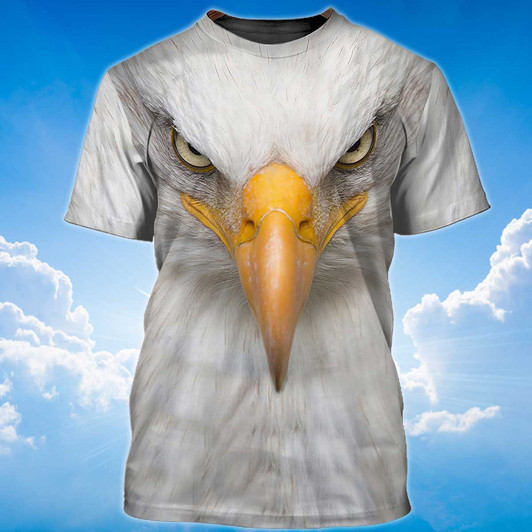 FUNSTUFFPRINT Bald Eagle Eyes T-Shirt, Eagle Lover T-Shirt Coolspod 3D T-shirt