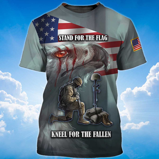 FUNSTUFFPRINT Stand For The Flag T Shirt Kneel For The Fallen Memorial 11 Sep Shirt 3D T-shirt