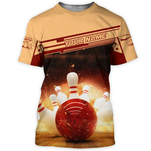 FUNSTUFFPRINT Personalized 3D All Over Print Bowling Shirt Men Women Gift For Bowling Lovers 3D T-shirt