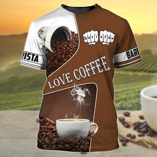 FUNSTUFFPRINT Barista Coffe Shirt Short Sleeve Bartender Unisex 3D Shirt Love Coffee Tshirt 3D T-shirt