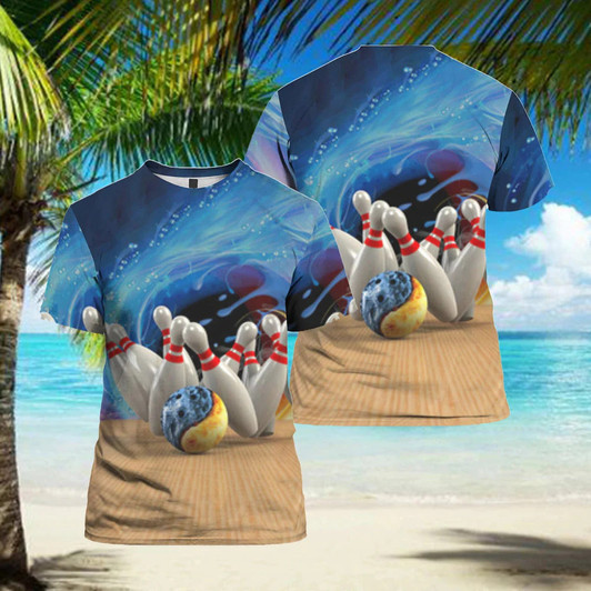FUNSTUFFPRINT Bowling All Over Printed T Shirt For Men Women 3D T-shirt