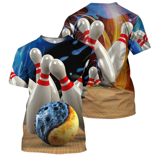FUNSTUFFPRINT 3D All Over Printed Bowling Shirt, Men Bowling Tshirt, Women Bowling Shirt, Bowling Team Player Shirt 3D T-shirt