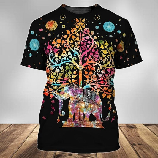 FUNSTUFFPRINT 3D Mandala Elephant Shirt For Men Women, Hippie Shirts, Gift For Elephant Lover, Hippie Gifts 3D T-shirt