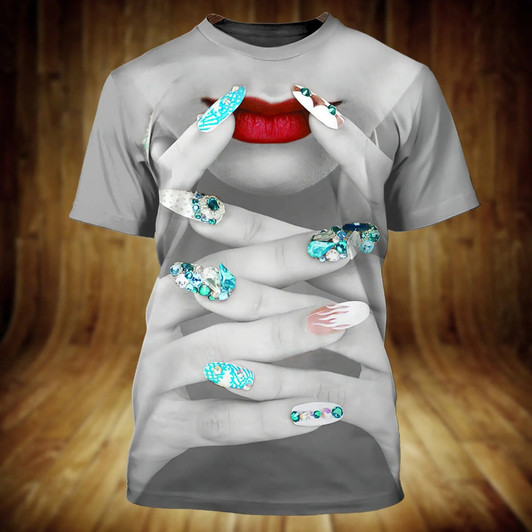 FUNSTUFFPRINT 3D All Over Printed Nail Shirt For Girl, Women Nails T Shirt, Nail Tad Technician Tshirt, Nail Tech Gifts 3D T-shirt