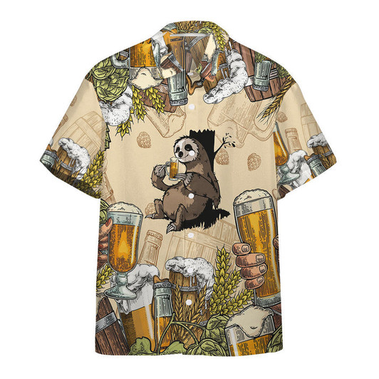 Custom Lovelypod - 3D Sloth and Beer Custom Hawaii Shirt, Hawaiian Shirts for Men Short Sleeve Aloha Beach Shirt