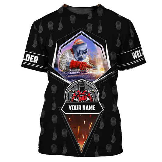 FUNSTUFFPRINT Custom Black Welder T Shirt, I Love Welding Shirt 3D T-shirt