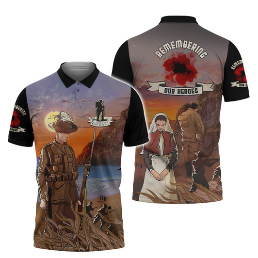 FUNSTUFFPRINT Remembering Our Heroes  Polo Shirt Size S-5XL