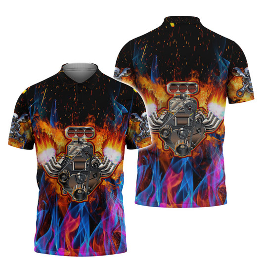 FUNSTUFFPRINT Hot Rod Engine  Polo Shirt Size S-5XL