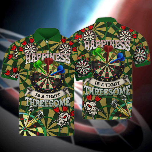 FUNSTUFFPRINT Happiness Is A Tight Threesome Darts 3D All Over Print Polo Shirt Size S-5XL