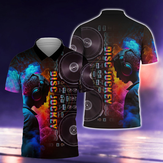 FUNSTUFFPRINT Disc Jockey Music  3D All Over Print Polo Shirt Size S-5XL
