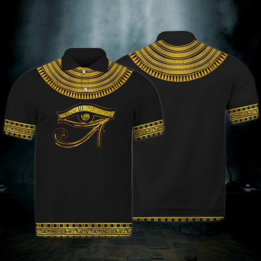 FUNSTUFFPRINT Eye of Horus God, Ancient Egypt Polo Shirt Size S-5XL