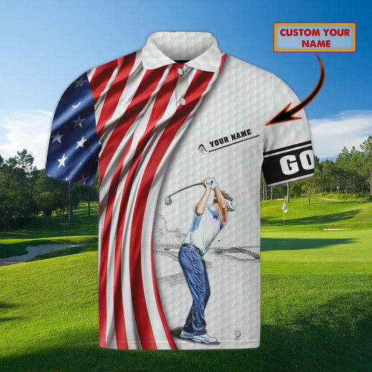 FUNSTUFFPRINT Golf - Personalized Name 3D Polo Shirt Size S-5XL