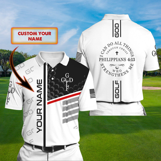 FUNSTUFFPRINT God - Golf - Personalized Name 3D Polo Shirt 39