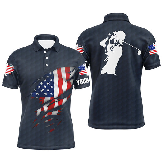 FUNSTUFFPRINT Mens golf polo shirts American flag patriotic golf shirts custom polo golf tops for men  Polo Shirt Size S-5XL