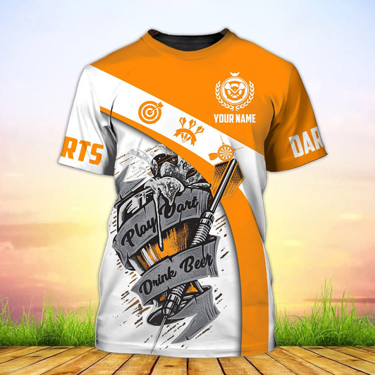 FUNSTUFFPRINT Customized Playing Dart Drink Beer 3D Shirt, Funny Dart Shirt, Player Dart Uniform Shirts 3D T-shirt