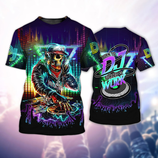 FUNSTUFFPRINT 3D All Over Printed Dj T Shirt, Dj Shirt, Skull Dj Playing Music Shirts 3D T-shirt