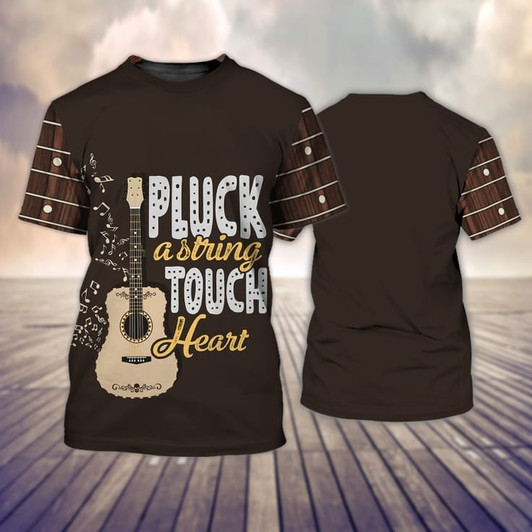 FUNSTUFFPRINT Guitar Shirt, Pluck Astring Touch Heart 3D Tshirt 3D T-shirt