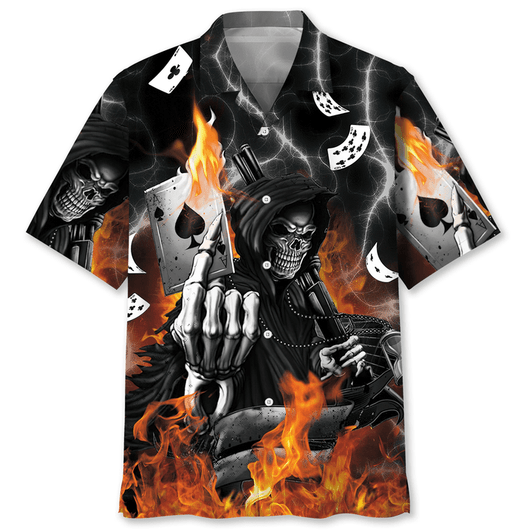 Casino Skull Hawaiian Shirt, Unisex Summer Beach Casual Short Sleeve Summer Vacation Beach Shirts