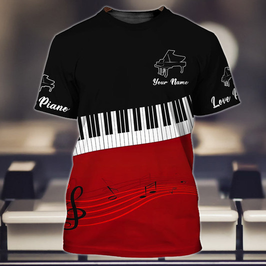 FUNSTUFFPRINT Customized Cool Piano Tshirt For Men And Women, 3D Shirt For My Pianist Husband, Piano Shirt For Him Her 3D T-shirt