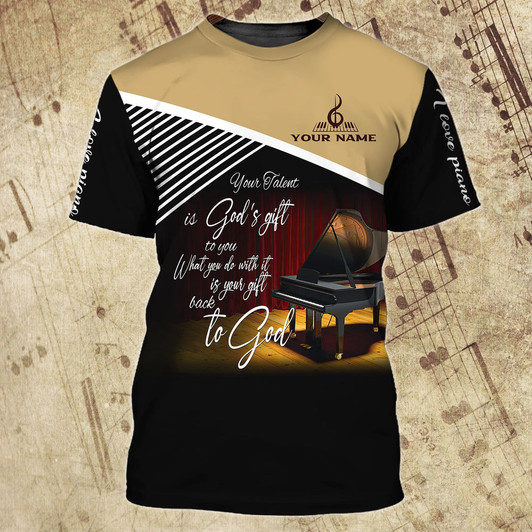 FUNSTUFFPRINT Customized 3D All Over Print Piano T Shirt For Him Her, Love Piano Shirts, Sumlimation Piano On Tshirt 3D T-shirt