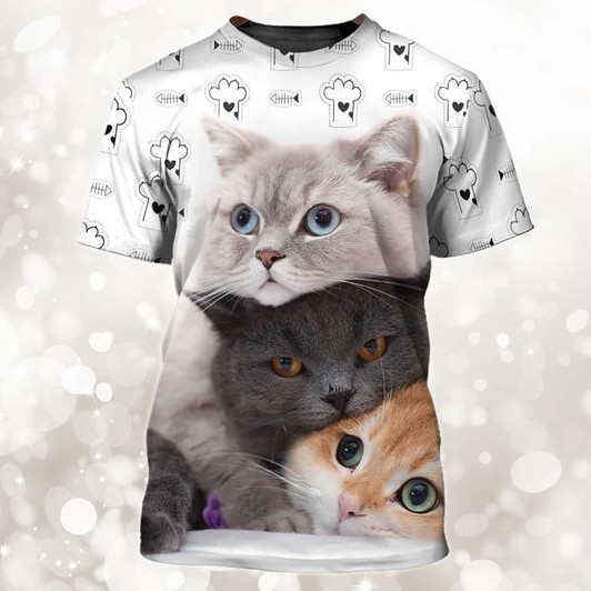 FUNSTUFFPRINT 3D Full Printed Cat On Tshirt, Cat Shirt, Shirt For Cat Lovers 3D T-shirt