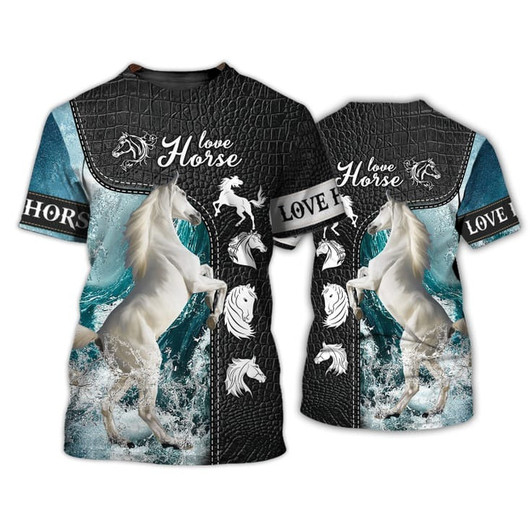 FUNSTUFFPRINT 3D Full Print Love Horse Tshirt, Cool Tshirt For Horse Lovers, Horse Shirt, Horse Gift 3D T-shirt