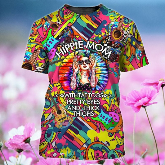 FUNSTUFFPRINT Hippie Mom 3D Tshirt, Hippie Life Shirts, Gift For Hippie, Hippie Lovers Gifts 3D T-shirt