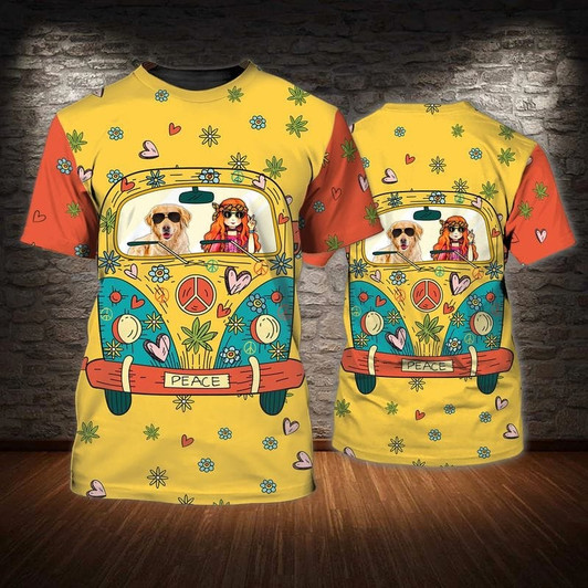 FUNSTUFFPRINT 3D All Over Printed Hipster Tshirt For Men And Women, I Am Hippie 3D Shirts, Hippie Bus Tshirt, Hipster Present 3D T-shirt