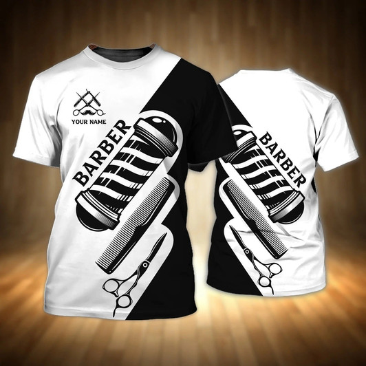FUNSTUFFPRINT Customized Barber Shirt Men Women, New Barber Gifts, 3D All Printed Barber Tshirts 3D T-shirt
