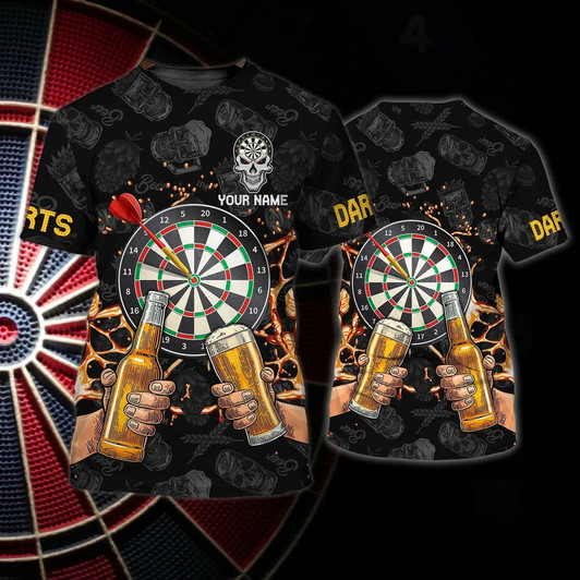 FUNSTUFFPRINT Personalized 3D Full Print Dart And Beer Shirt For Men And Women, Drinking Beer Dart Shirt, Dart Gift 3D T-shirt