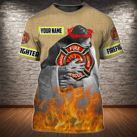FUNSTUFFPRINT Personalized 3D T Shirt For Fire Man, Sublimation Firefighter Shirts, Birthday Gift To Firefighters 3D T-shirt