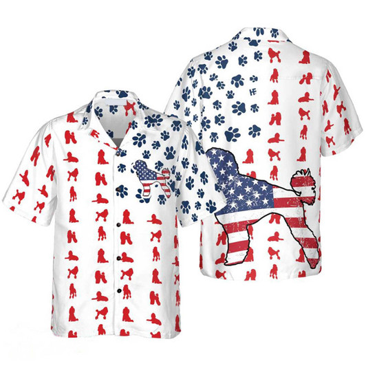 Poodles American Flag Hawaiian Shirt For Men Women, Gift For Dog Lovers, 4th Of July Party, Independence Day