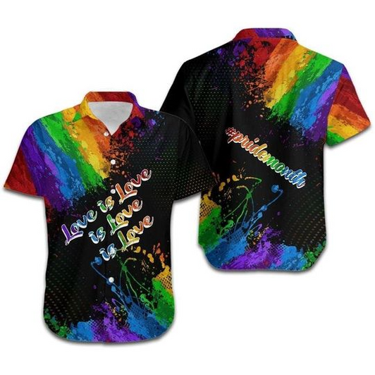 LGBT Aloha Hawaiian Shirts For Summer, Colorful Rainbow LGBT Pride Hawaiian Shirts, Gift For Couple Gaymer And Lesbian
