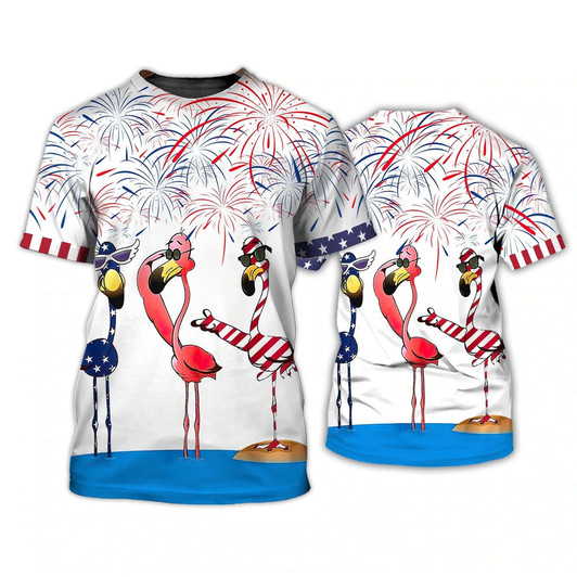 FUNSTUFFPRINT Independence Day Is Coming Flamingo 3D All Over Printing Shirts Bomber 3D Hoodie Pride American Strong 3D T-shirt