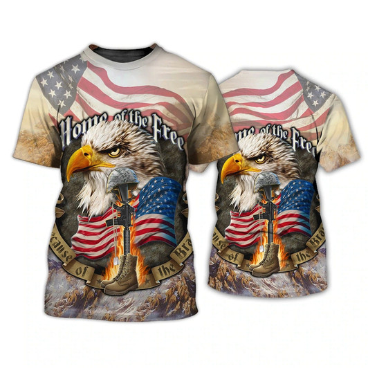 FUNSTUFFPRINT Eagle American Home Of The Free 3D T Shirt 4Th Of July 3D Hoodie Independence Day Is Coming Hawaiian Shirt 3D T-shirt