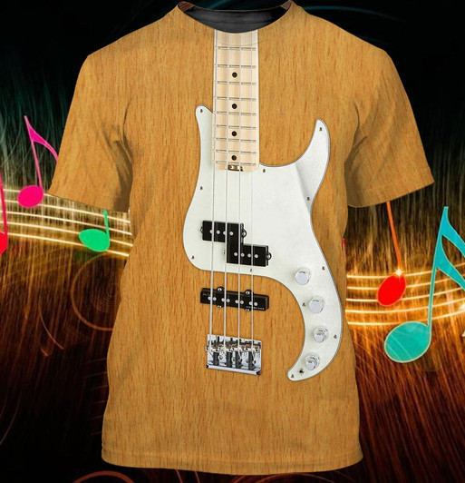 FUNSTUFFPRINT Sublimation Shirt For Guitar Bass Men Love Guitar 3D T Shirts Bass Guitar 3D Hoodie 3D T-shirt