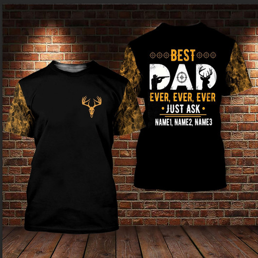 FUNSTUFFPRINT Custom Name Hunting Best Dad Ever 3D All Over Print Hoodie T Shirts For Dad On Father Day 3D T-shirt