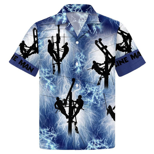 Lineman Red Thunder Storm Hawaiian Shirt, Aloha Hawaiian Shirt