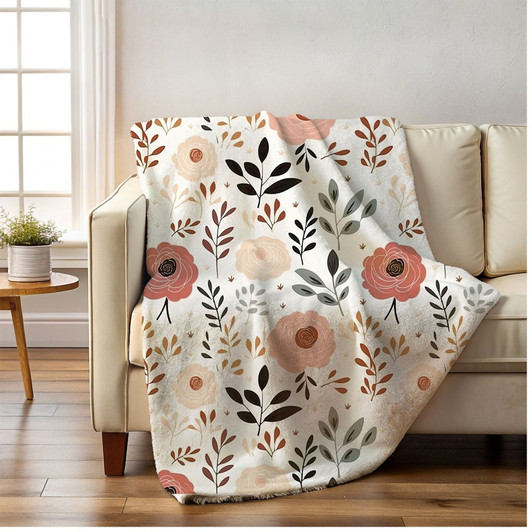 FUNSTUFFPRINT Boho Throw Blanket For Bed, Earth Tones Decor, Bohemian Gifts For Christmas Gifts For Women, Floral Throw Blanket For Couch, Bedding For