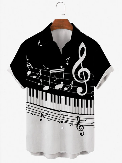 Music Jazz Loose Casual Men's Short Sleeved Shirt, Hawaiian Shirts For Men And Women Short Sleeve Aloha Beach Shirt, Hawaiian Shirt Short Sleeves