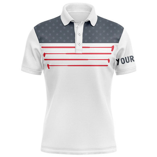 FUNSTUFFPRINT Mens golf polo shirt custom American flag white golf shirt, patriotic  Polo Shirt Size S-5XL
