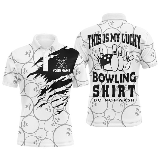 FUNSTUFFPRINT  Funny Bowling Shirt for Men Custom Name Lucky Bowling Shirt Polo Short Sleeve Bowler  Polo Shirt Size S-5XL