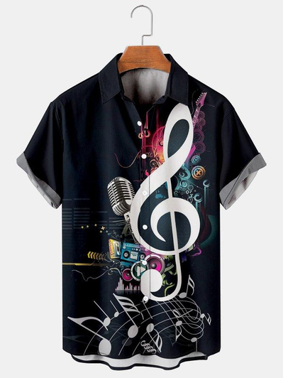 Cool Music Symbol Men's Large Hawaiian Shirt for men