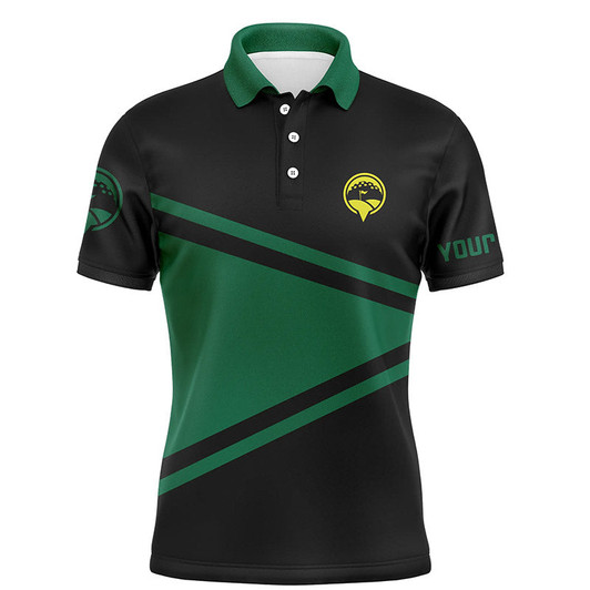 FUNSTUFFPRINT  Black and green Mens golf polo shirts custom golf outfit men, best golf gifts for men  Polo Shirt Size S-5XL