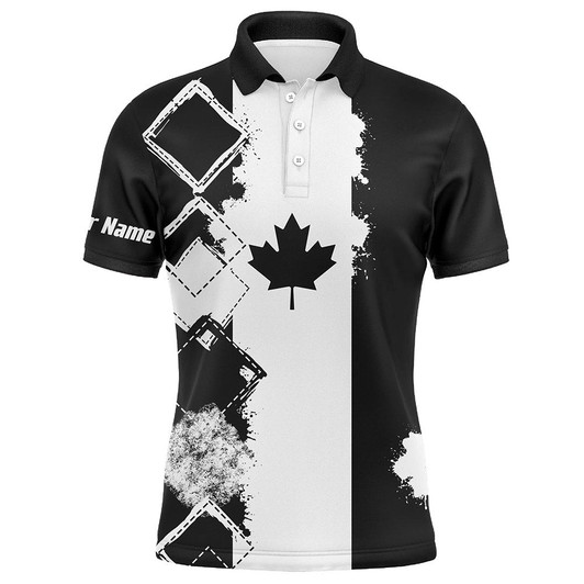 FUNSTUFFPRINT Mens golf polo shirts black Canada flag patriot custom name golf shirts for men, gift for the golfers  Polo Shirt Size S-5XL