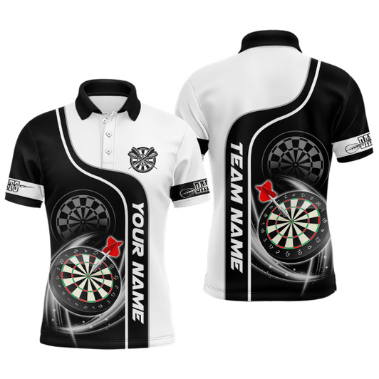 FUNSTUFFPRINT Personalized Black White 3D Dartboard Dart   Polo Shirt Size S-5XL
