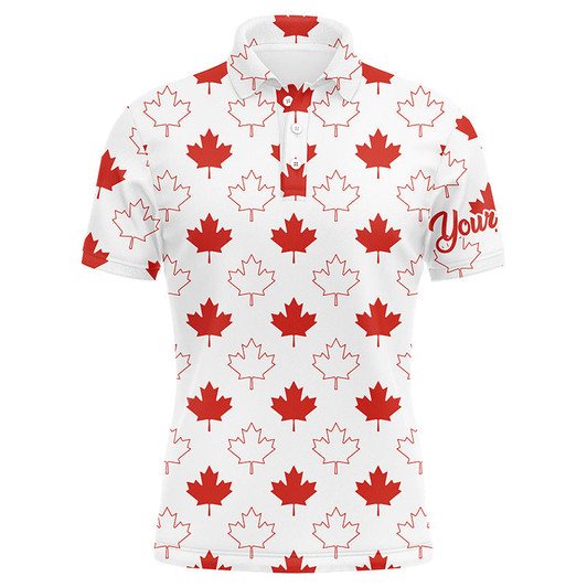 FUNSTUFFPRINT Mens golf polo shirts Red Canada maple leaf pattern custom team golf   Polo Shirt Size S-5XL
