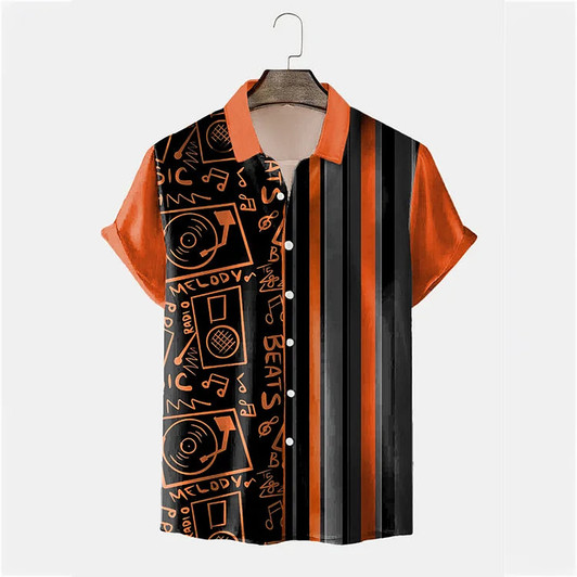 Fashion Casual Colorblock Short Sleeve hawaiian Shirt
