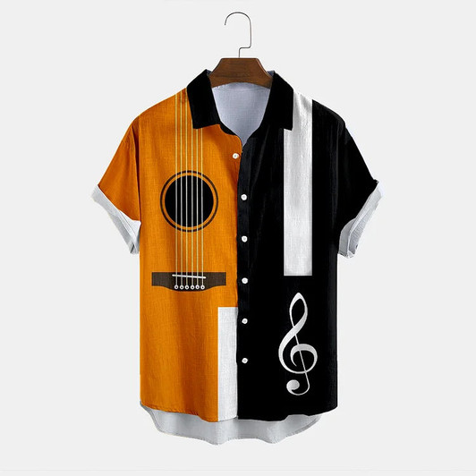 Stylish Asymmetric Print Short Sleeve hawaiian Shirt