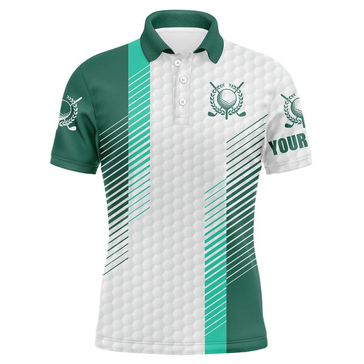 FUNSTUFFPRINT  Green and white golf shirt custom name Mens golf polo shirts, mens green golf  Polo Shirt Size S-5XL